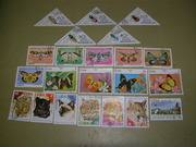 Продам марки о бабочках,  хищных кошках и насекомых. Куба, Монголия